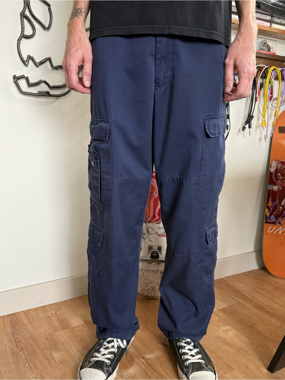 Vintage 2000s Navy Blue Cargo Pants Tactical Military Repro BDU ~ Size Medium